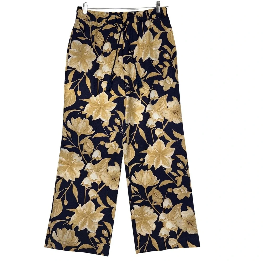 Joie Floral Linen Set Sleeveless Top and Wide Leg‎ Pants Relax Vaca Luxe Size M